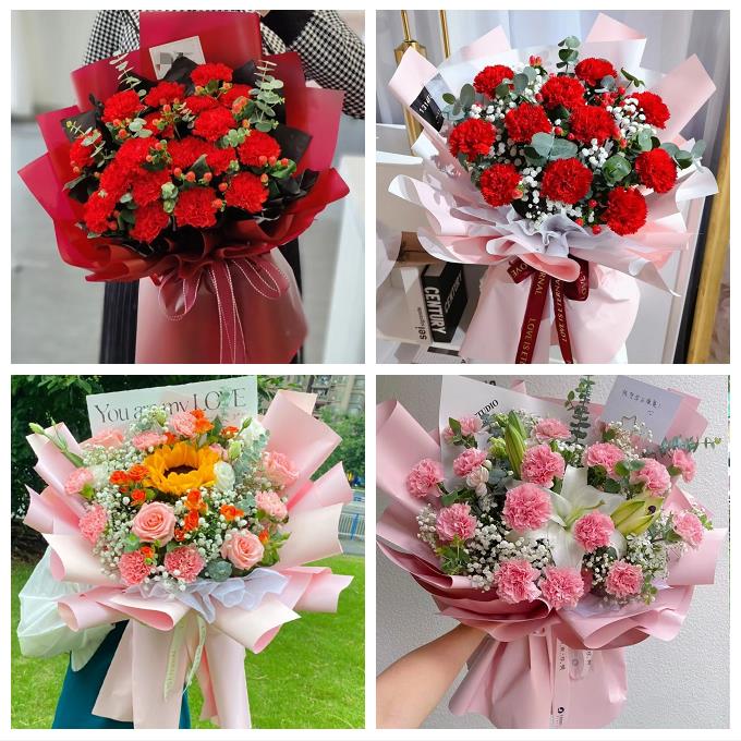 天津南开向阳路嘉陵道王顶堤同城鲜花店配送教师节康乃馨百合花束