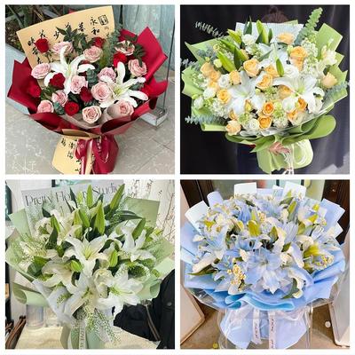 河南南阳市方城西峡镇平内乡县同城鲜花店送玫瑰百合花束老婆生日