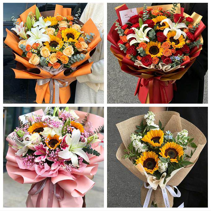 中高考向日葵玫瑰混搭花束送岳阳市平江县汨罗市临湘市同城鲜花店