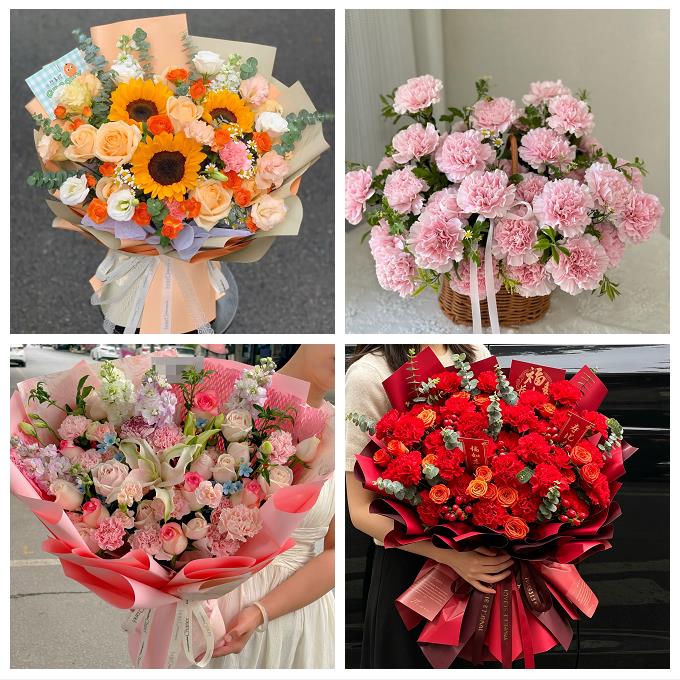 绥化市北林区望奎兰西青冈县同城鲜花店送康乃馨百合长辈生日花束