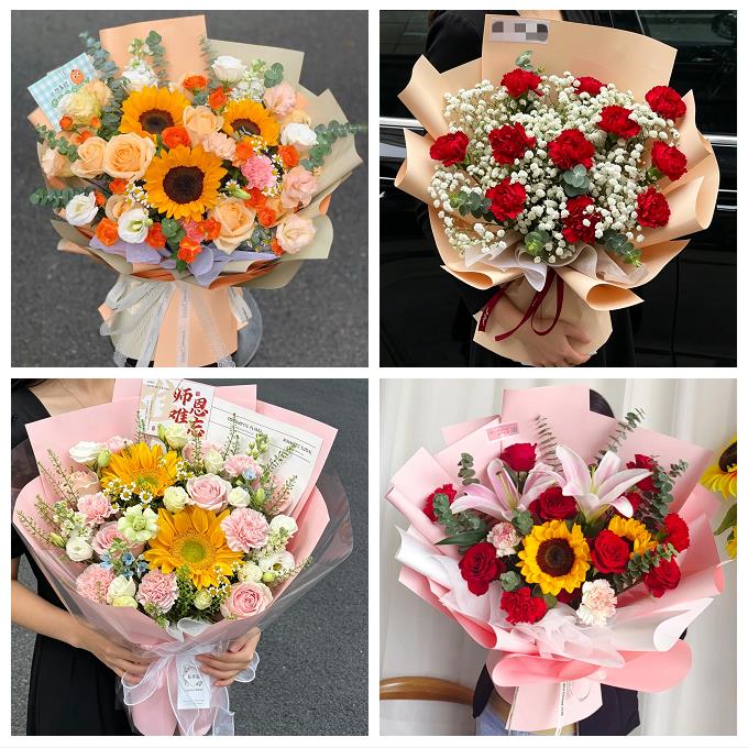 送济南市历下区市中区槐荫区同城鲜花店送康乃馨百合长辈生日花束