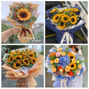北京海淀区甘家口八里庄紫竹院同城鲜花店学生高考向日葵玫瑰花束