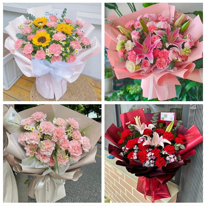 广州市白云黄埔区番禺花都区同城鲜花店配送教师节康乃馨百合花束
