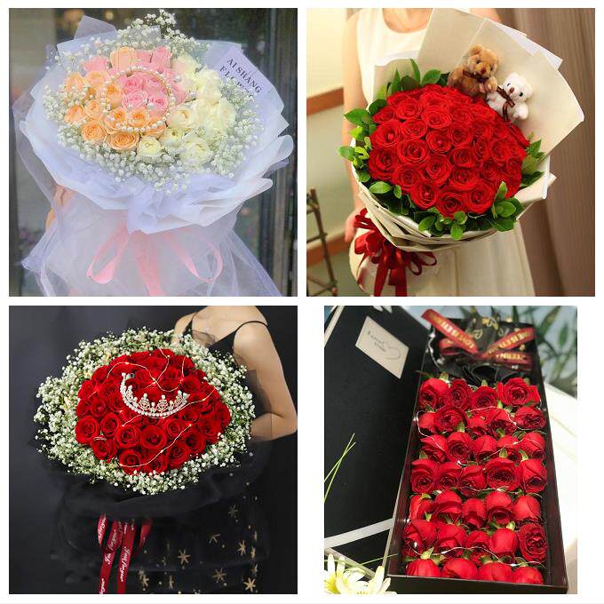 宁夏省吴忠市同心县青铜峡市区同城鲜花店送11朵33枝玫瑰表白女友