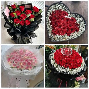 黑龙江伊春市嘉荫县铁力市附近鲜花店同城配送女朋友情人节红玫瑰