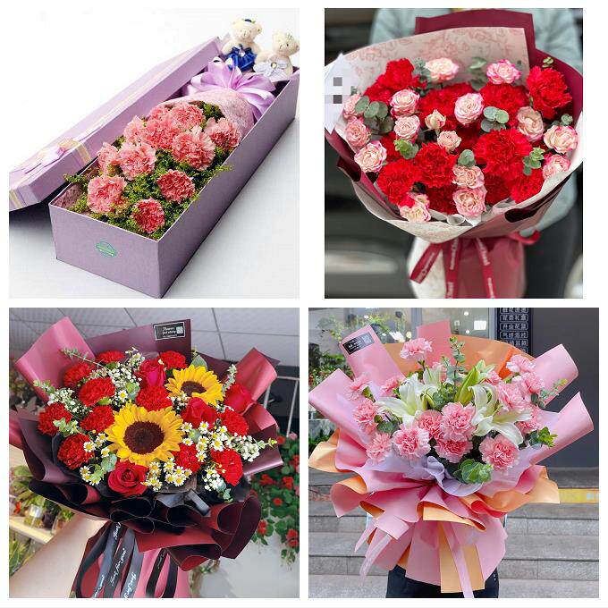 北京市房山区城关新镇向阳街同城鲜花店38节康乃馨百合花束送长辈