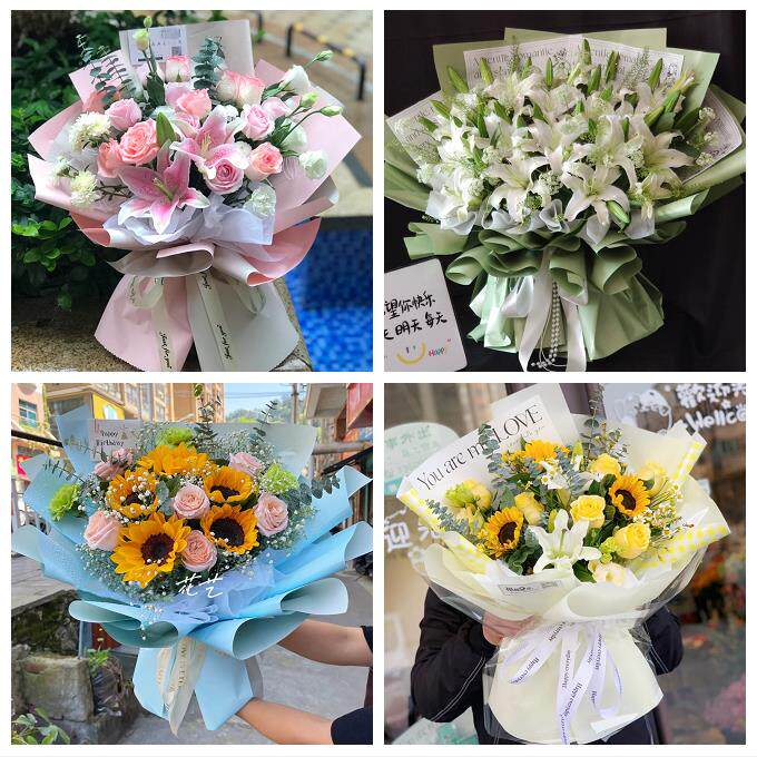 湛江遂溪徐闻县廉江雷州吴川同城鲜花店送闺蜜女朋友百合玫瑰花束