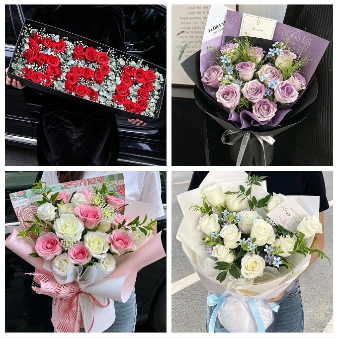 520玫瑰花束礼盒送女友陕西咸阳市三原泾阳礼泉县乾县同城鲜花店