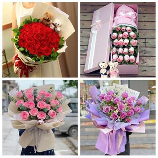 江西赣州市大余上犹崇义安远县同城鲜花店送11朵33枝玫瑰表白女友