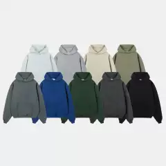 400g Self-Owned Brand Pure Cotton Terry Oversized Loose Solid Color Hooded Pullover Sweatshirt