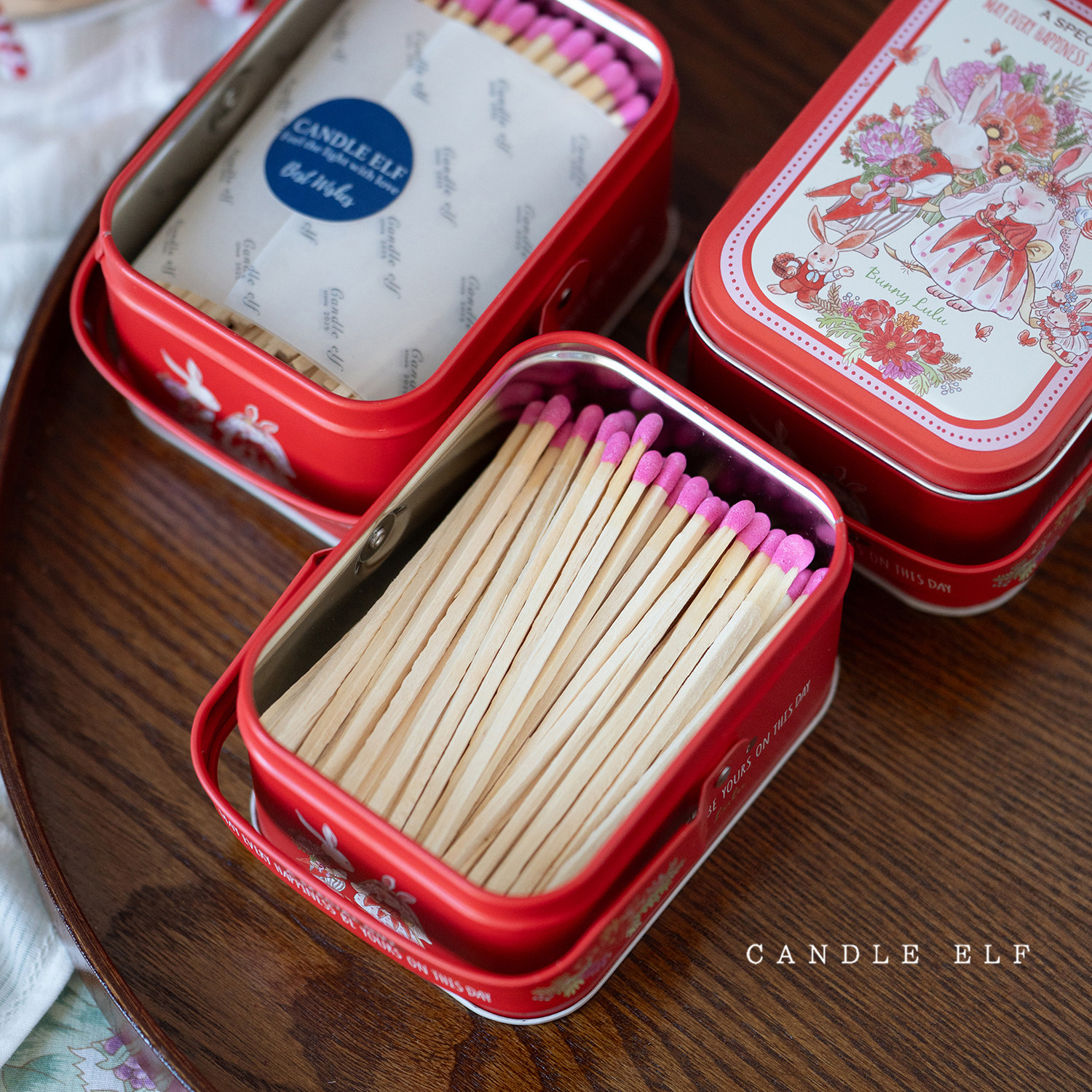 《Bunnylulu兔子》火柴180根香薰蜡烛专用长杆加长圣诞点火女礼物