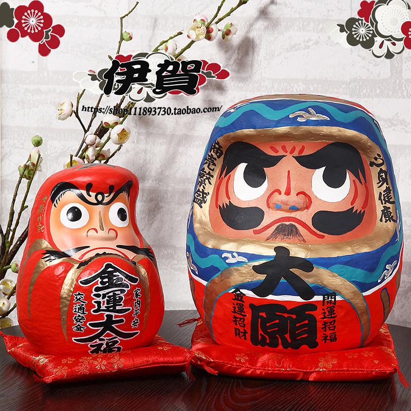 珍藏正品日本和风手绘金運大福大願成就达摩日式寿司店招财祈摆件