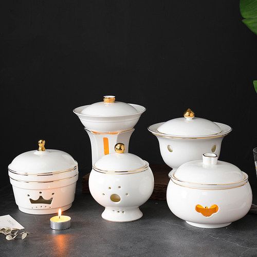 骨瓷炖盅酒店餐具海参盅带炉座