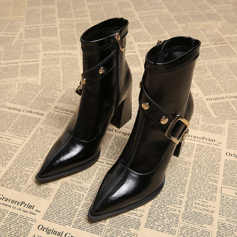 欧美风气质时装靴子绝美小短靴女2025秋季新款尖头法式秋冬高跟鞋,女鞋,时装靴,淘宝优惠券,粉丝福利购,淘宝优惠卷
