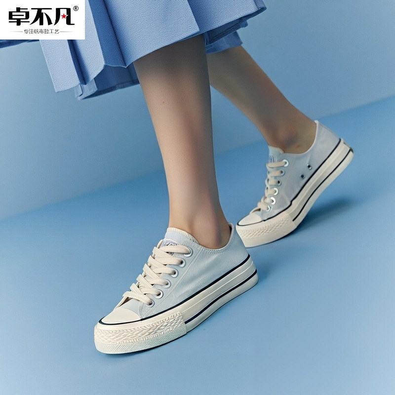 卓不凡春秋经典款帆布鞋女鞋子女鞋小白鞋低帮百搭休闲潮鞋滑板鞋