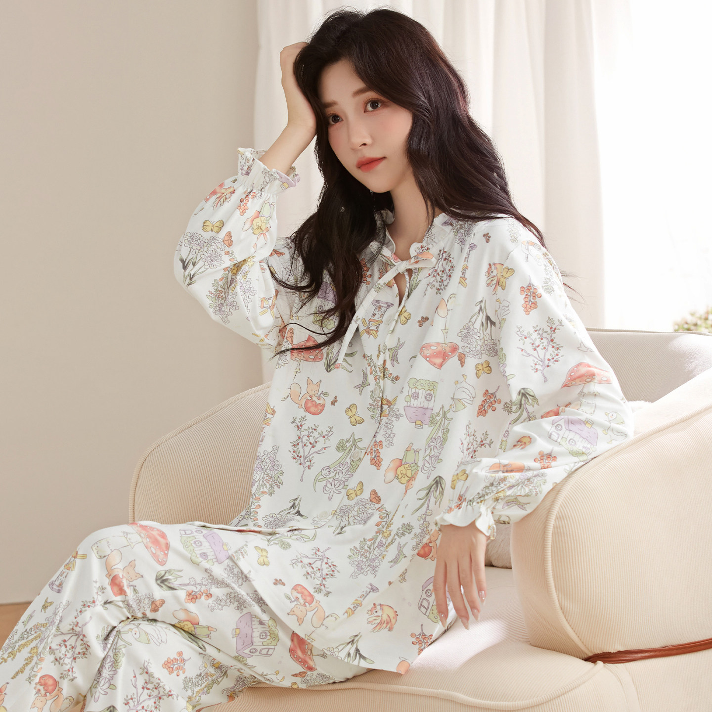 月子服春秋冬季新款双面纯棉调节