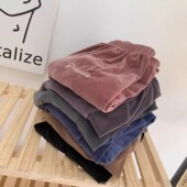 缩脚长裤 春秋冬季 女宽松金丝绒中厚休闲家居宅裤 休闲裤 可外穿薄款