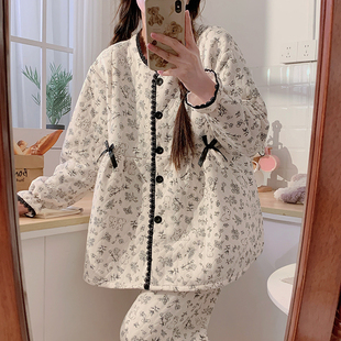 孕妇睡衣 加厚11月份十产后哺乳期冬季 加大码 空气棉月子服春秋冬款