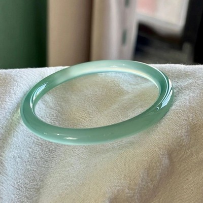 玉髓天青冻手镯冰种细圆条美人镯