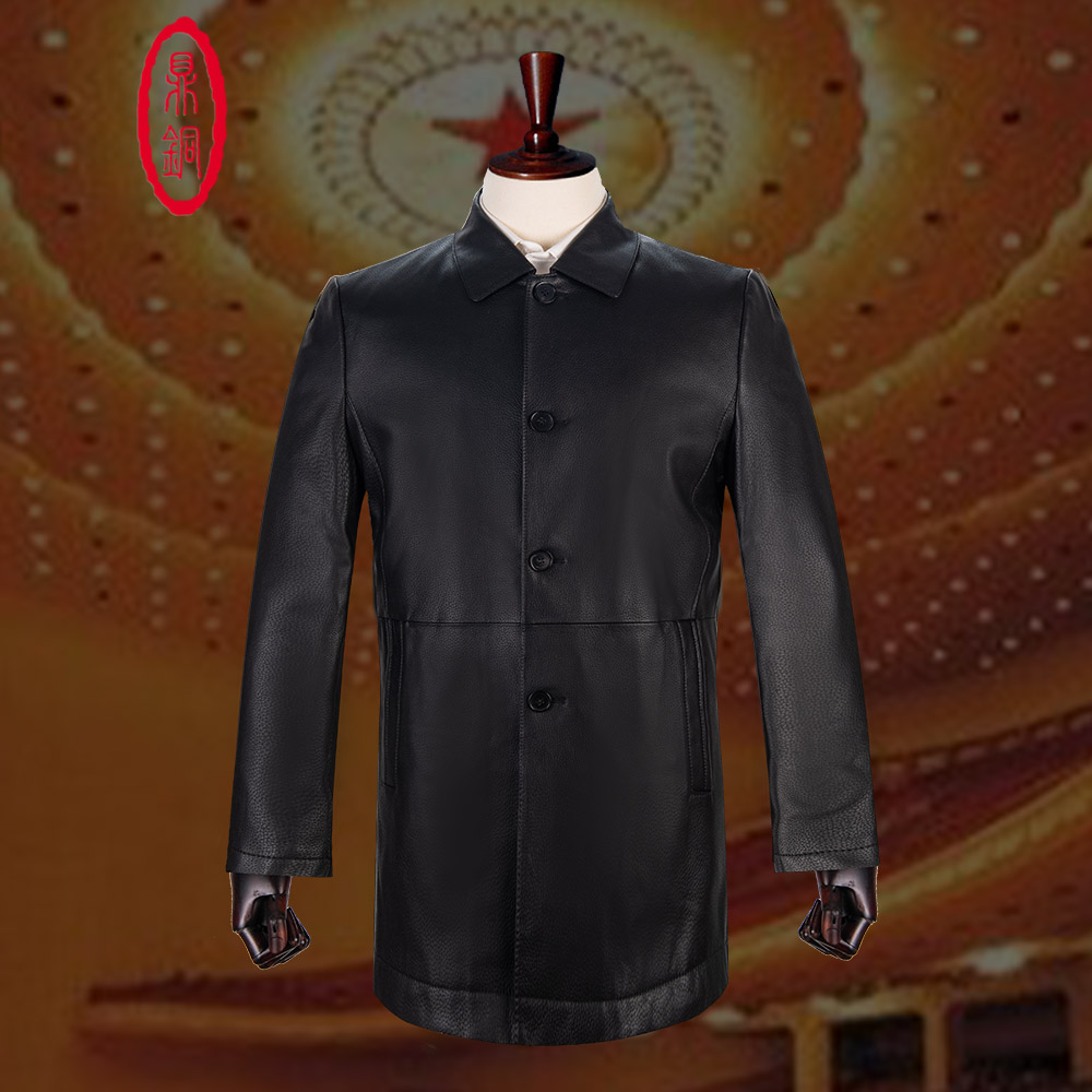 真皮皮衣白鹅绒内胆，简约大方，商务休闲