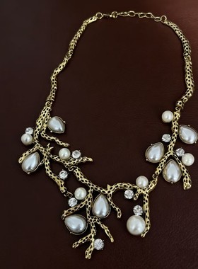 欧美奢华夸张水晶宝石锁骨链