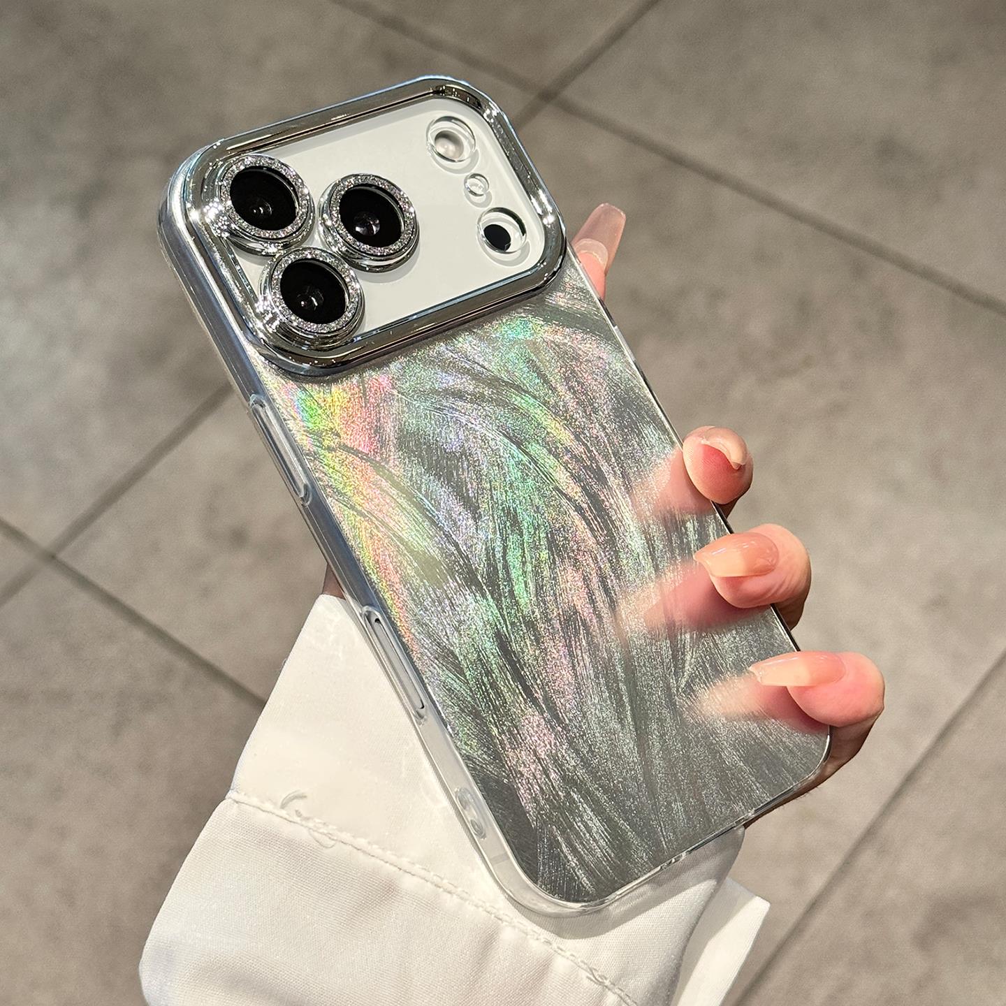 适用苹果17promax手机壳新款彩绘iPhone16pro闪粉镜头膜Air羽纱17