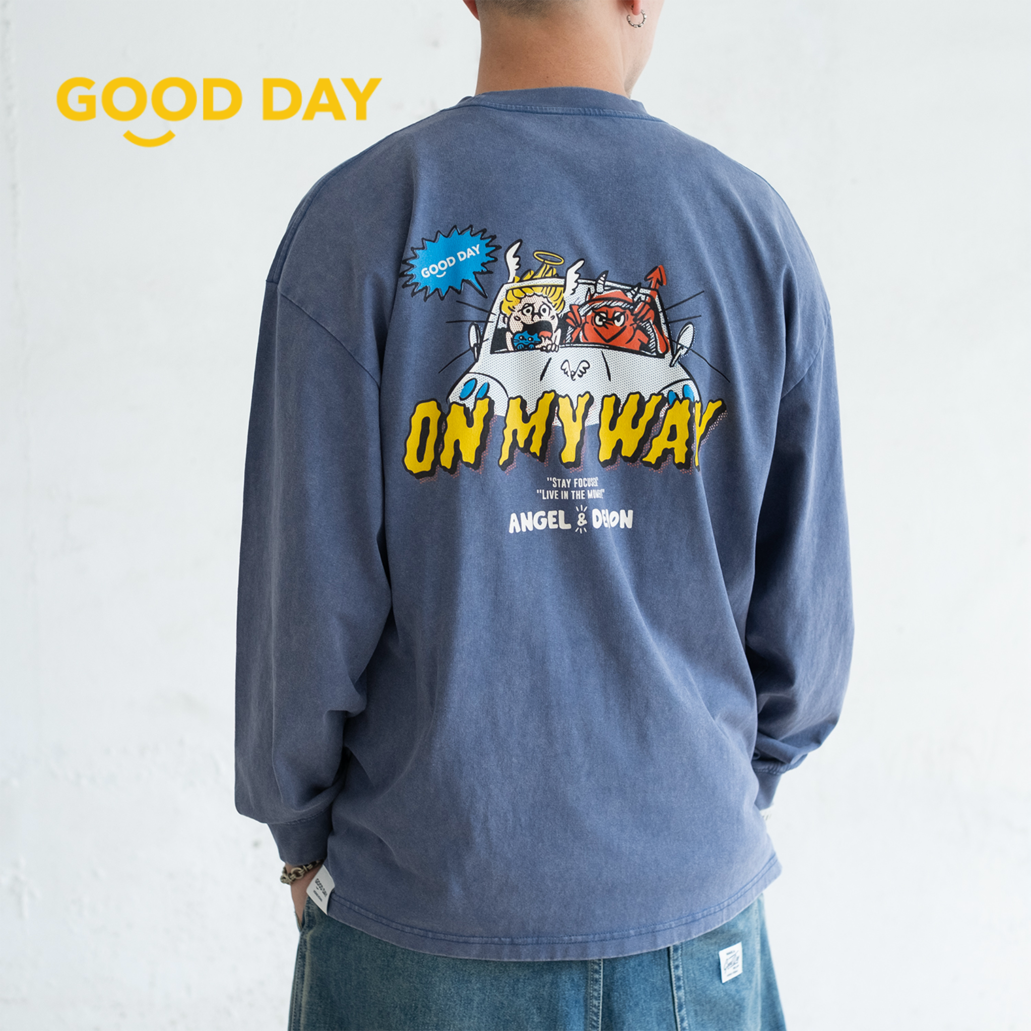 adlib香港潮牌男女春秋On The Way图案宽松纯棉长袖卫衣 ZT1777