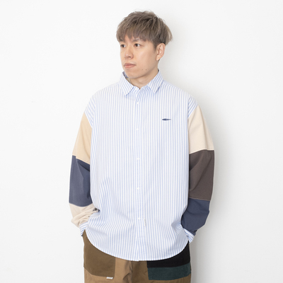 adlib香港春秋季港风潮流拼接针织手袖恤衫日常休闲男士衬衫ST431