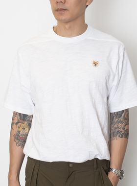 adlib香港 日系复古男女同款百搭P仔图案绣花竹节棉短袖 TP1609