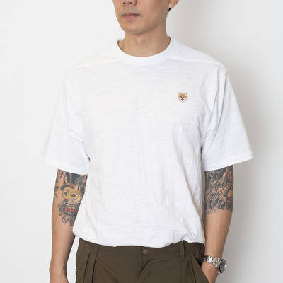 adlib香港 日系复古男女同款百搭P仔图案绣花竹节棉短袖 TP1609