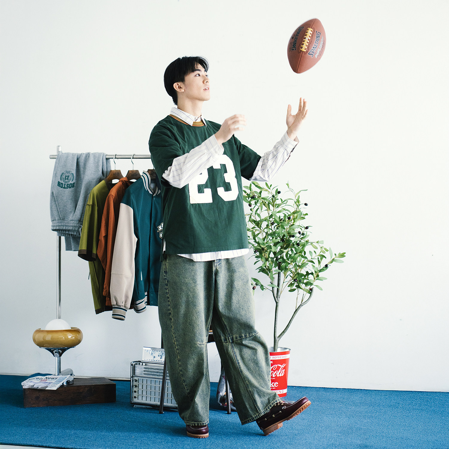 adlib香港潮牌男女 锥形立体打褶牛仔裤宽松长裤 PT407