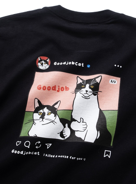 adlib香港 潮牌春秋 Good Job Cat IG宽松纯棉长袖 ZT1787