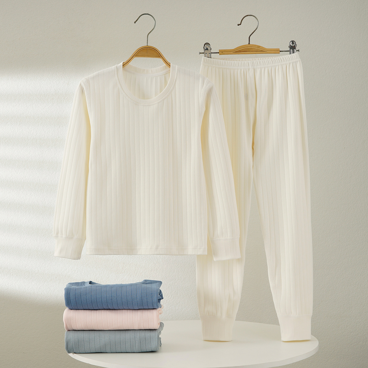 儿童秋冬竖条秋衣秋裤120-170码婴儿男女中大童保暖内衣睡衣套装