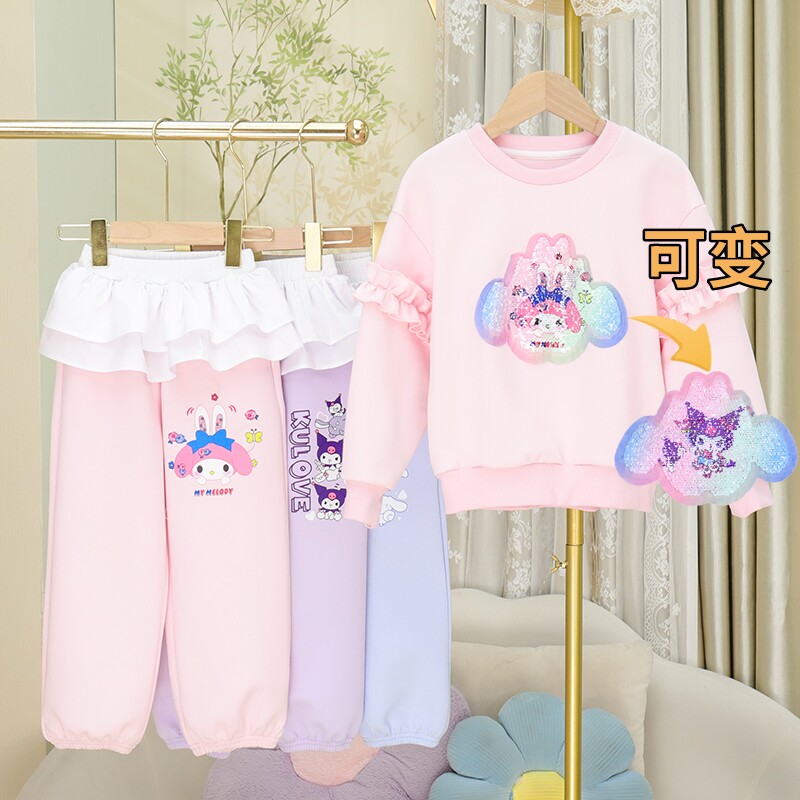 2024春秋季新款女童长袖t恤长裤儿童时尚百搭休闲宝宝套装两件套