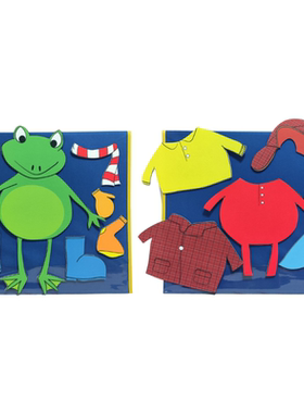 英语绘本Froggy Gets Dressed故事毛毡布贴教师教具