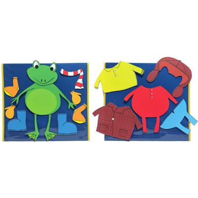 英语绘本Froggy Gets Dressed故事毛毡布贴教师教具