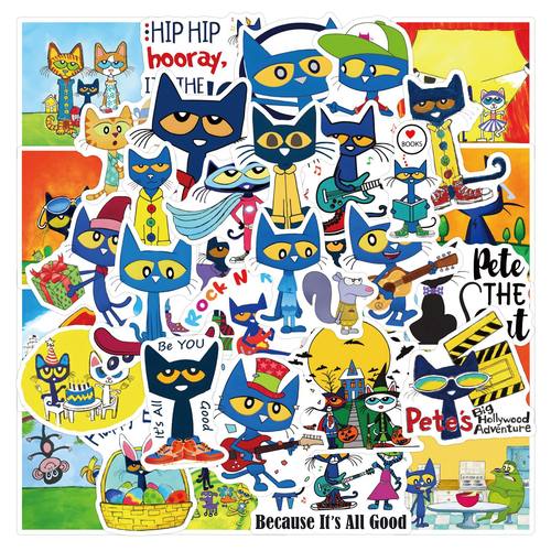 50张Pete the cat涂鸦贴纸DIY装饰笔记本防水贴纸