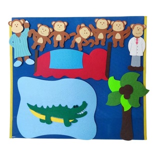 Five little monkeys 五只猴子歌曲绘本毛毡布互动教具