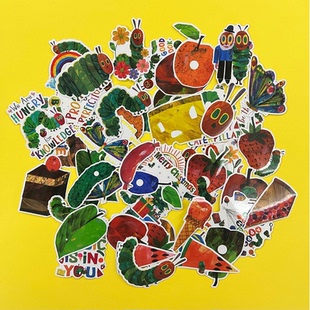 好饿 毛毛虫不干胶贴纸50张