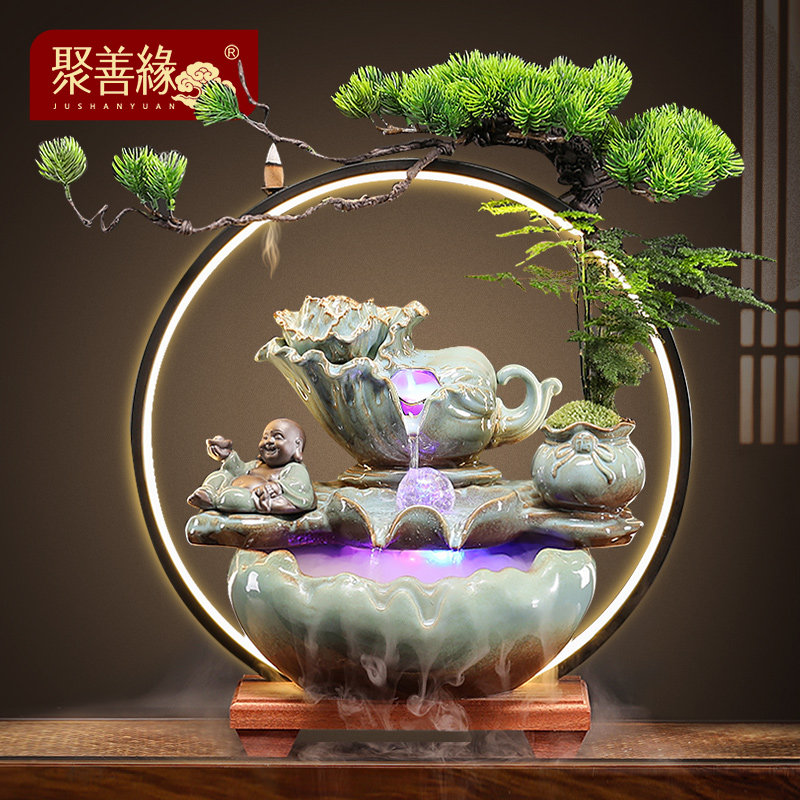 创意招财流水摆件循环水转运球客厅玄关公司办公室装饰品开业礼物,家居饰品,流水摆件,淘宝优惠券,粉丝福利购,淘宝优惠卷