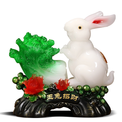 招财聚财玉兔新中式客厅装饰品