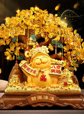 财源滚滚发财树摆件客厅办公室酒柜前台装饰品公司开业礼物