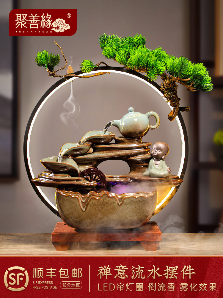 流动的水，财富的装饰品，客厅，办公室，创意鱼缸，前台装饰，开