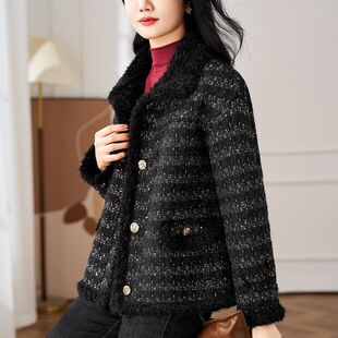 双面穿毛呢外套女五六十岁妈妈装加厚新款高端秋冬洋气小香风上衣