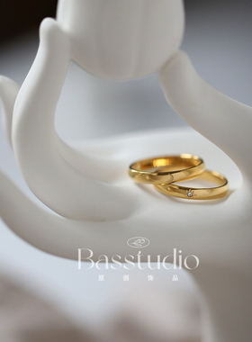 Basstudio 情侣对戒星星月亮闺蜜款INS风简约叠戴戒指钛钢不掉色