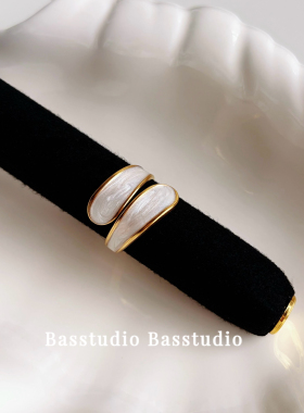 Basstudio 欧美滴油几何钛钢戒指女开口可调节小众轻奢高级感指环