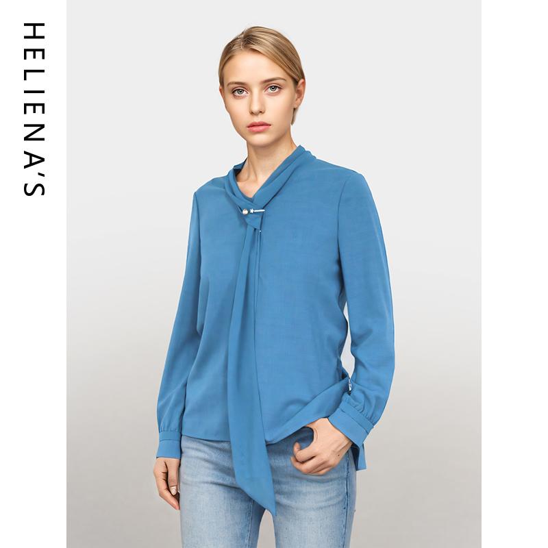 海兰丝2025春夏季新款简约设计感飘带衬衫别致休闲上衣女