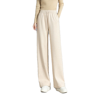 海兰丝羊绒针织裤阔腿裤加绒加厚保暖休闲裤直筒裤女装