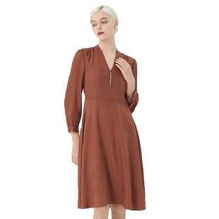 海兰丝醋纤连衣裙 法式中长款女裙2024年冬季新款高级感H233OP01