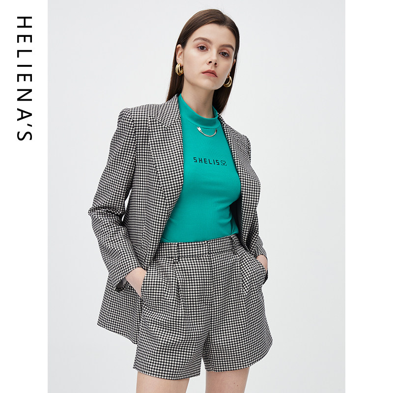 海兰丝时尚格子修身西服
